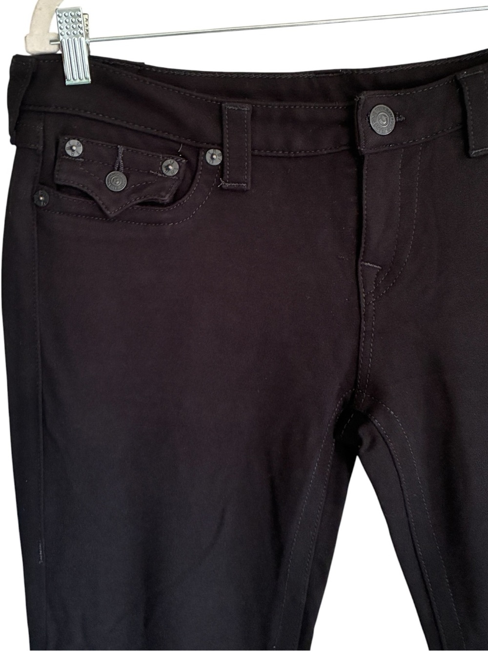 True Religion Black Flare Mid-Rise Jeans - Size 31 - Picture 2 of 7